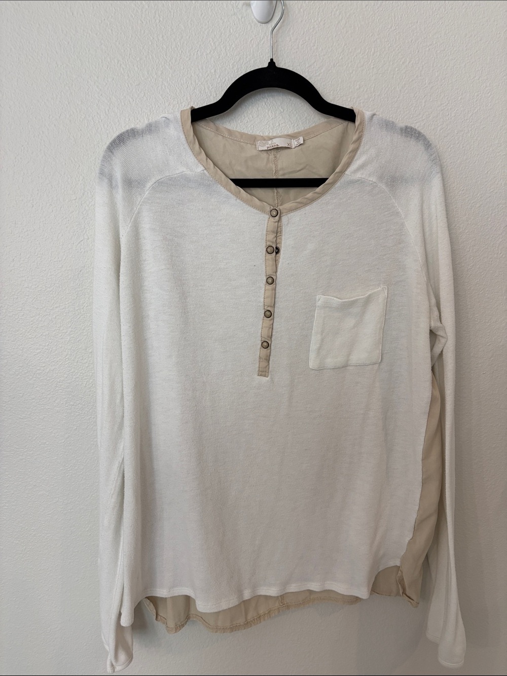 Prana Cream and White Long-Sleeve Hensley Henley